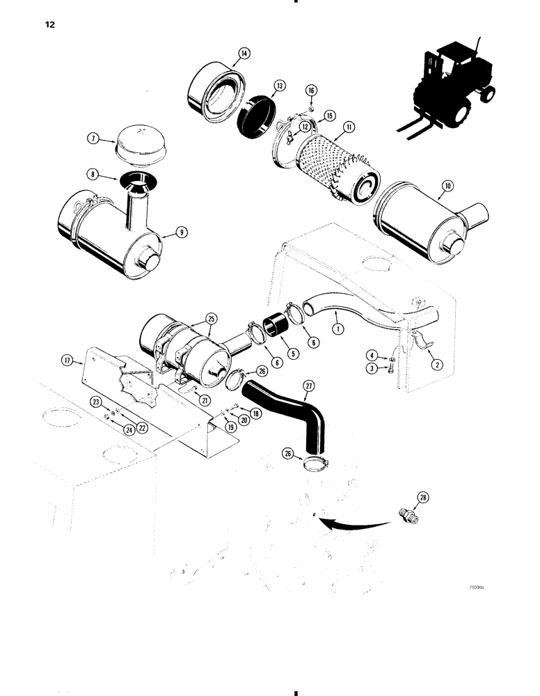 Схема запчастей Case 585C - (012) - AIR CLEANER AND CONNECTIONS (10) - ENGINE