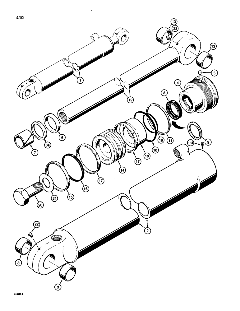 Схема запчастей Case 580SD - (410) - G104691 BACKHOE DIPPER CYLINDER, USED ON SUPER D MODELS (08) - HYDRAULICS