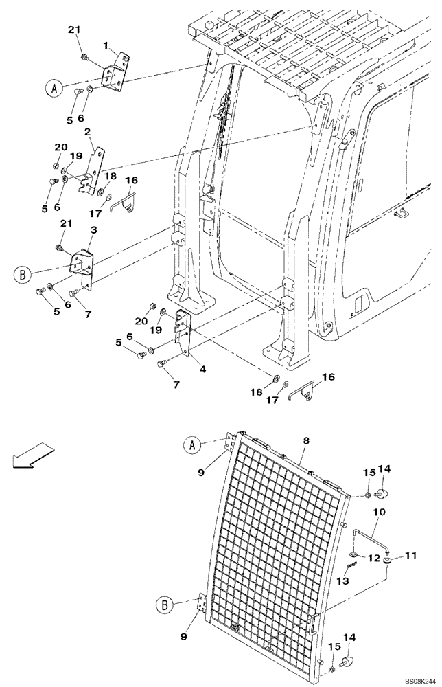 Схема запчастей Case CX800B - (09-20) - CAB HEAD GUARD - WINDSHIELD, UPPER (09) - CHASSIS