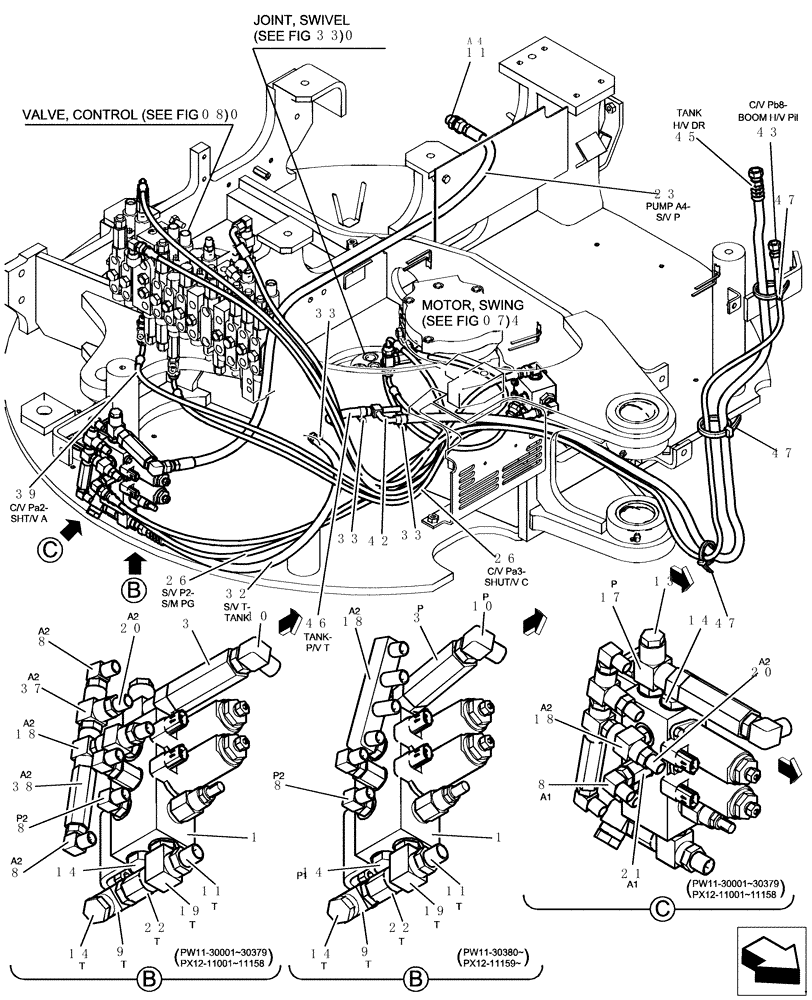 Схема запчастей Case CX31B - (726-18[2]) - CONTROL LINES, REMOTE (BOOM SAFETY) (35) - HYDRAULIC SYSTEMS