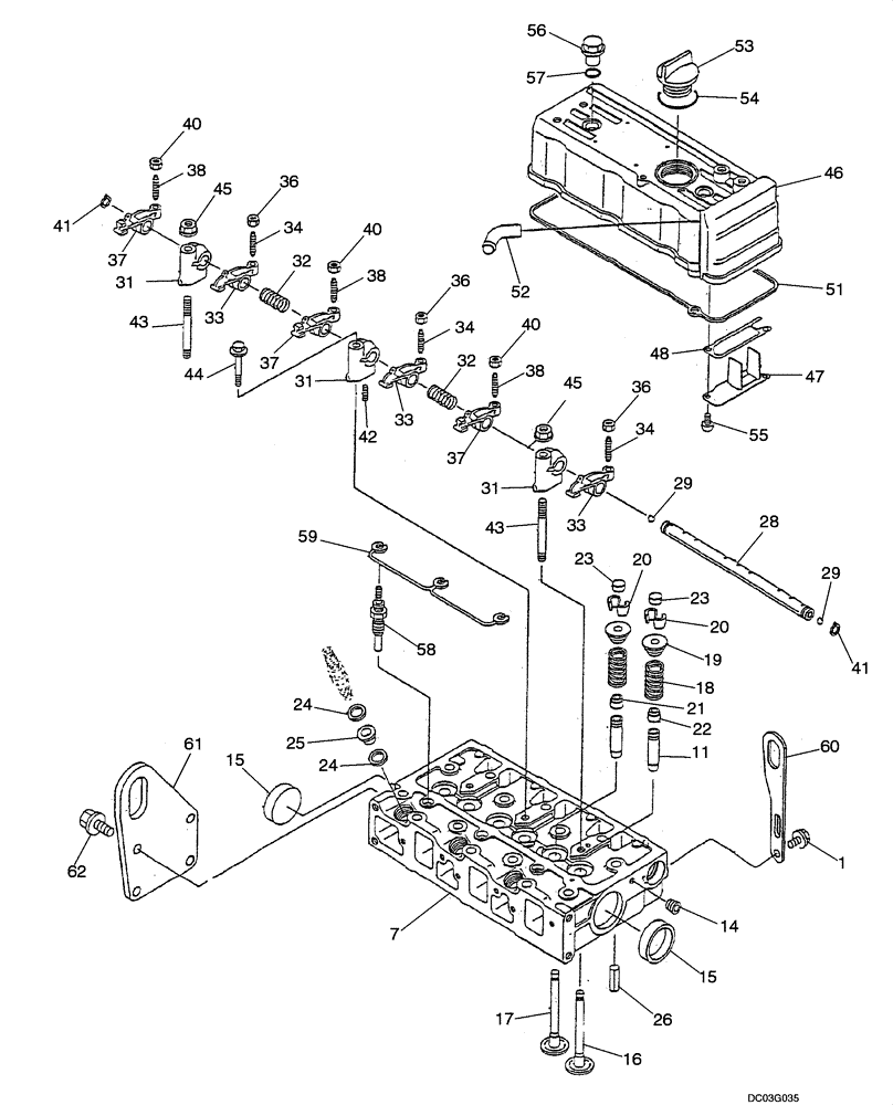 Схема запчастей Case CX25 - (02-14[00]) - CYLINDER HEAD AND COVER (02) - ENGINE