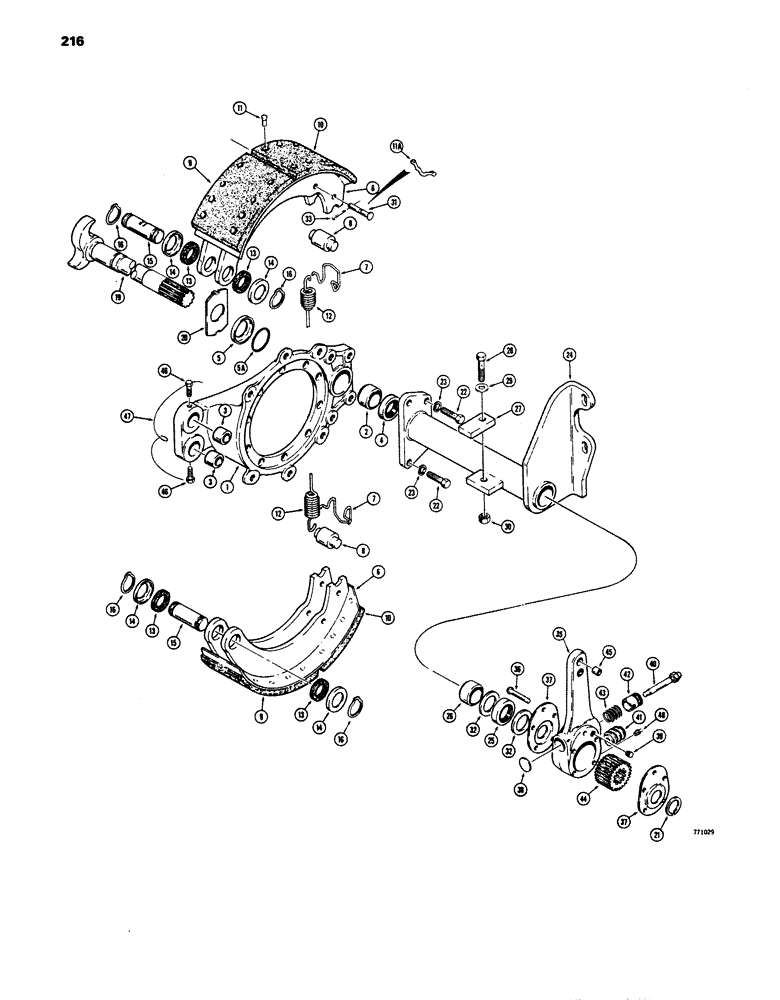 Схема запчастей Case 680E - (216) - L76807 AND L100707 REAR AXLE, REAR BRAKES AND ADJUSTERS (27) - REAR AXLE SYSTEM