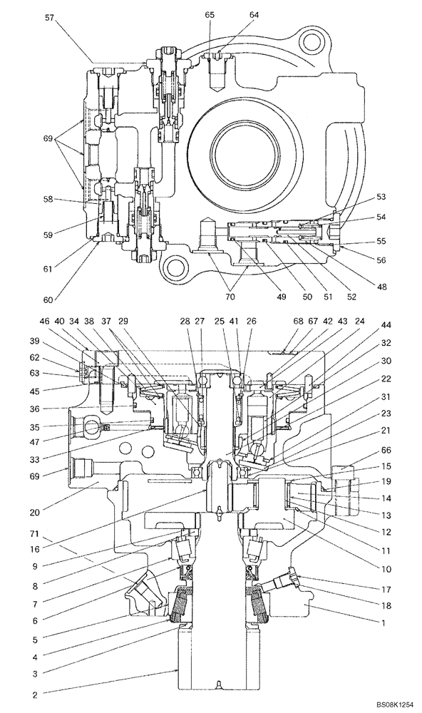 Схема запчастей Case CX27B BTW - (07-019) - MOTOR ASSY (SLEWING) (PM15V00020F1) (35) - HYDRAULIC SYSTEMS