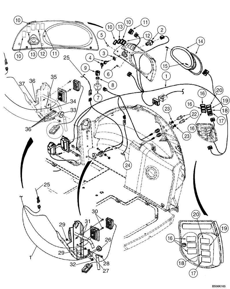 Схема запчастей Case 580M - (04-09) - HARNESS, SIDE CONSOLE - SWITCHES (04) - ELECTRICAL SYSTEMS