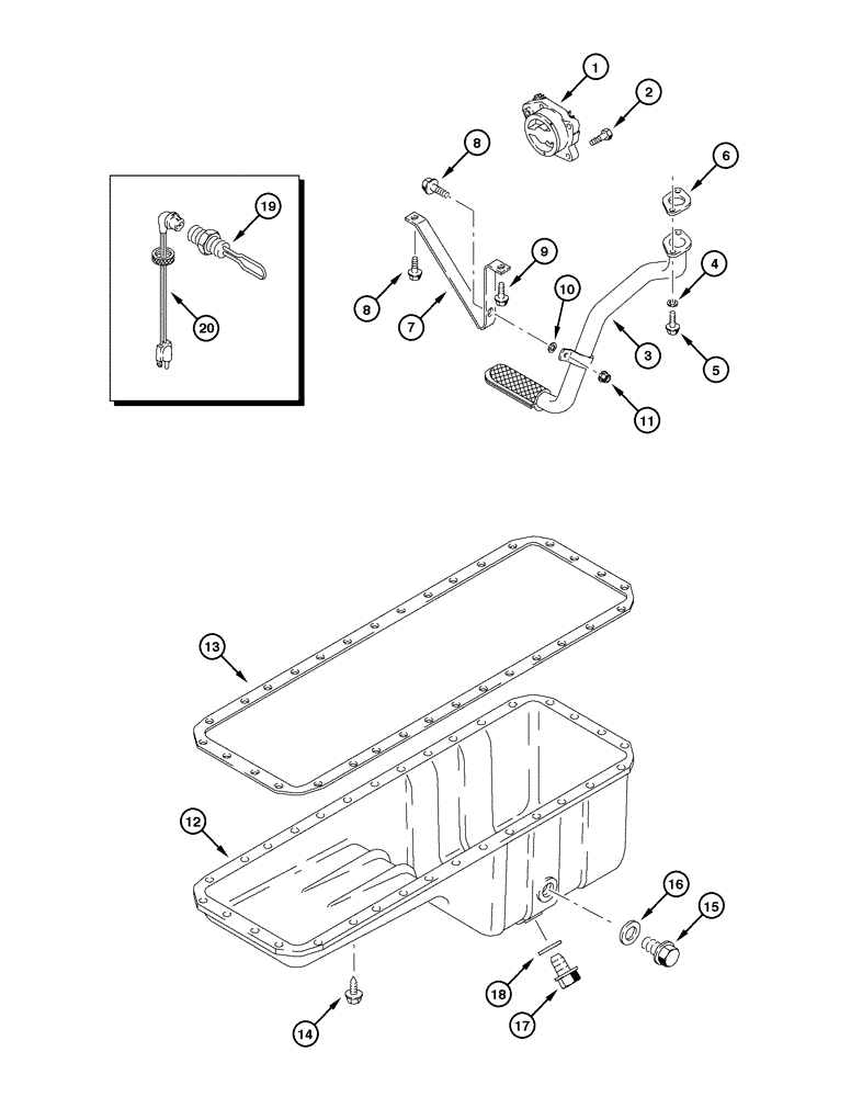 Схема запчастей Case 885 - (02-32[01]) - LUBRICATING OIL PUMP AND PAN (02) - ENGINE