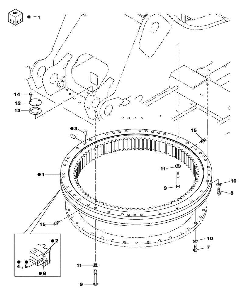 Схема запчастей Case CX470C - (09-001-00[01]) - SWING COMPONENTS (05.1) - UPPERSTRUCTURE CHASSIS/ATTACHMENTS