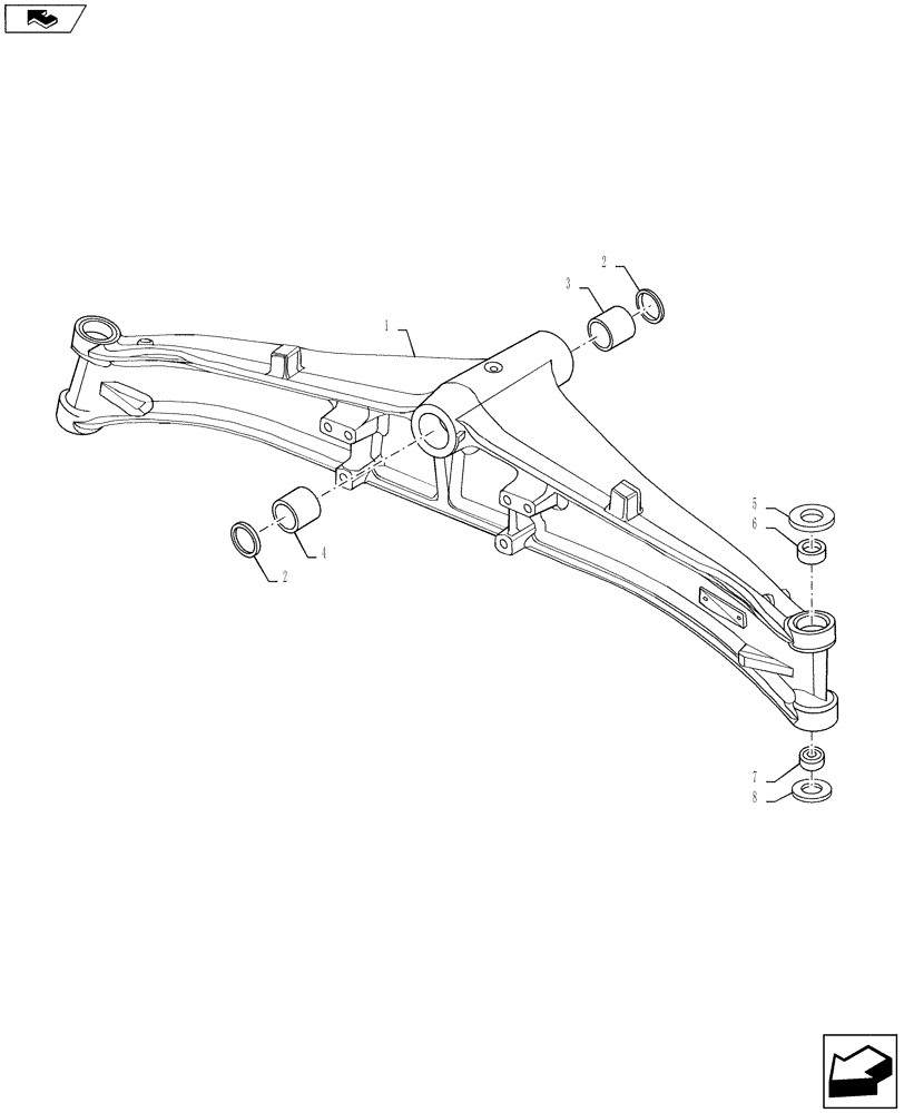 Схема запчастей Case 588H - (27.550.02) - STEERING AXLE HOUSING, 2WD (27) - REAR AXLE SYSTEM