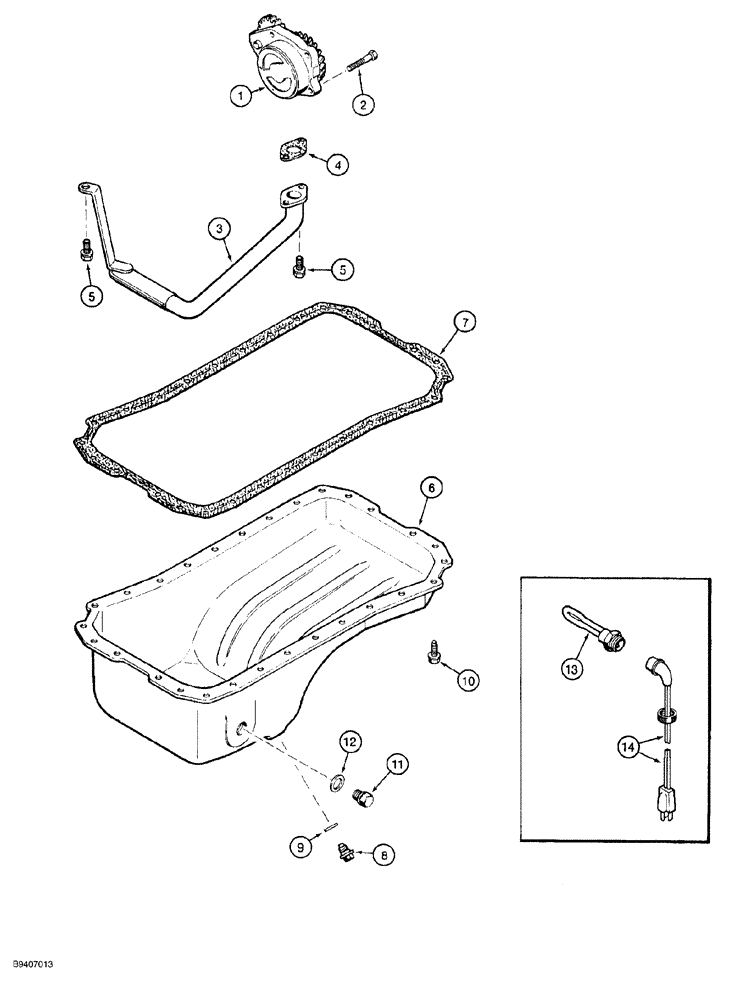 Схема запчастей Case 650G - (2-30) - OIL PUMP AND OIL PAN 4T-390 ENGINE PRIOR TO CRAWLER P.I.N. JJG0216449 (02) - ENGINE