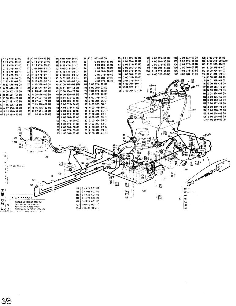 Схема запчастей Case SC150K - (038) - GENERAL RETURN CIRCUIT 