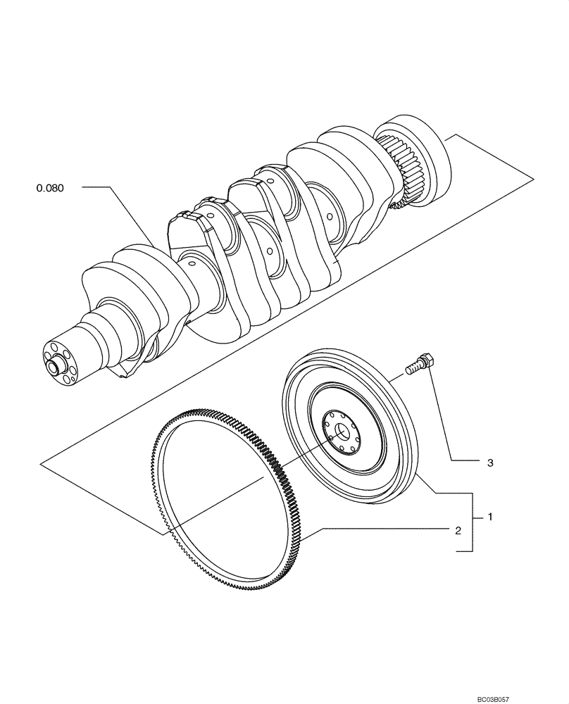 Схема запчастей Case 521D - (0.083[01]) - FLYWHEEL - ENGINE (02) - ENGINE