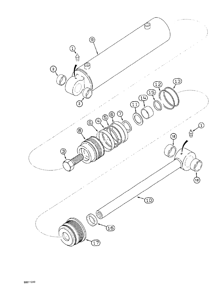 Схема запчастей Case MAXI-SNEAKER - (08-044) - PLOW LIFT CYLINDER ASSEMBLY, 120351A1, P75 PLOW (08) - HYDRAULICS