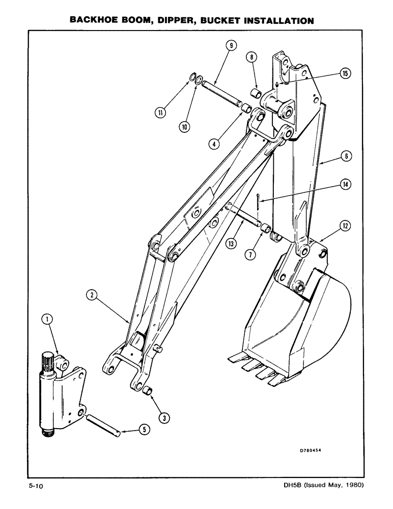 Схема запчастей Case DH5 - (5-10) - BACKHOE BOOM, DIPPER, BUCKET INSTALLATION (84) - BOOMS, DIPPERS & BUCKETS