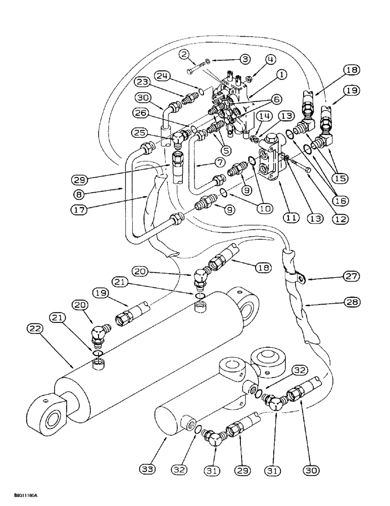 Схема запчастей Case 560 - (8-120) - PLOW HYDRAULIC CIRCUIT, PLOW LIFT AND SWING, P75 PLOW (08) - HYDRAULICS