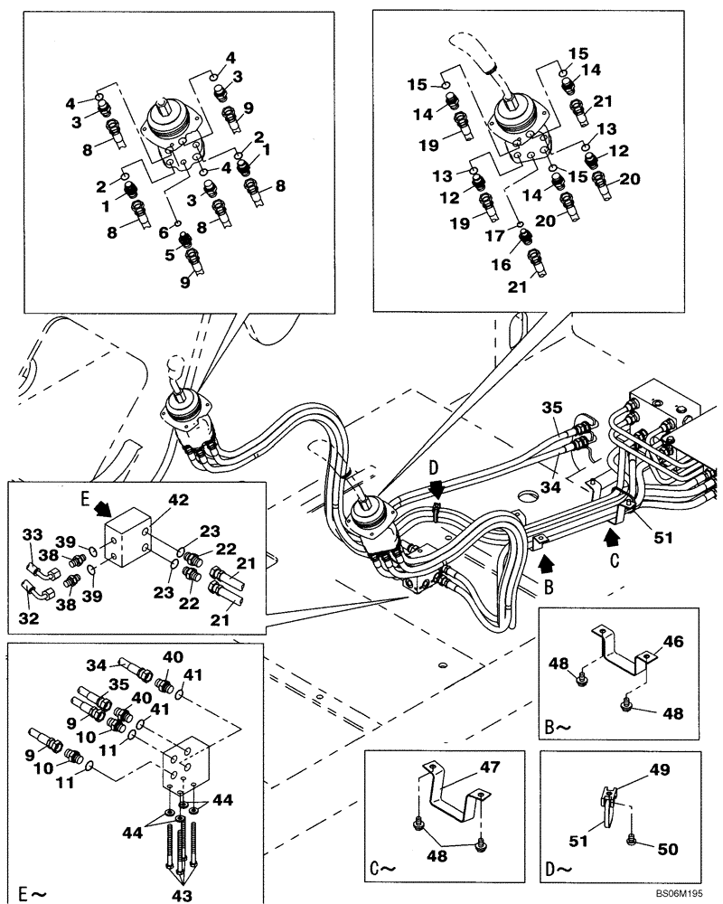 Схема запчастей Case CX290B - (08-20) - PILOT CONTROL LINES, ATTACHMENT - TWO WAY (08) - HYDRAULICS