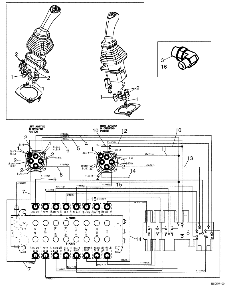 Схема запчастей Case 590SM - (08-21) - HYDRAULICS - PILOT CONTROL JOYSTICKS (08) - HYDRAULICS