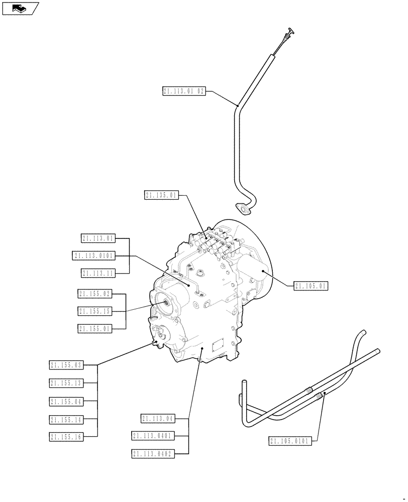 Схема запчастей Case 590SN - (21.000.00[02]) - SECTION INDEX - TRANSMISSION (21) - TRANSMISSION
