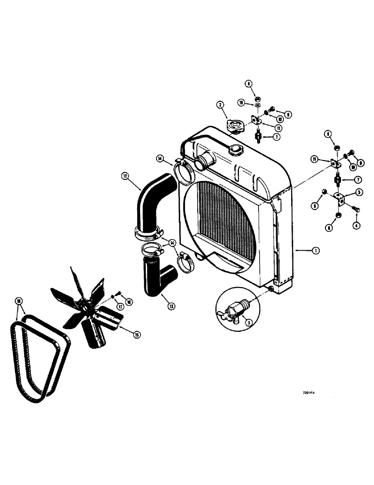 Схема запчастей Case 475 - (060) - RADIATOR, FAN AND BELTS (10) - ENGINE