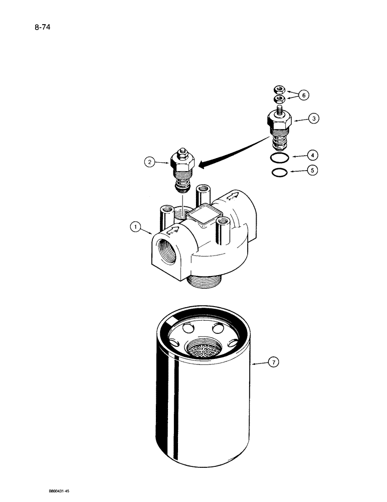 Схема запчастей Case 360 - (8-74) - HYDRAULIC RETURN FILTER (08) - HYDRAULICS