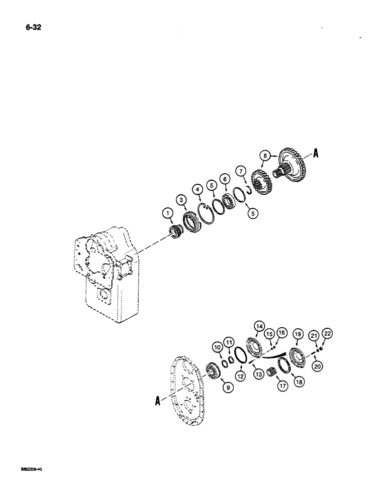 Схема запчастей Case W14C - (6-32) - TRANSMISSION, IDLER GEAR SET (06) - POWER TRAIN