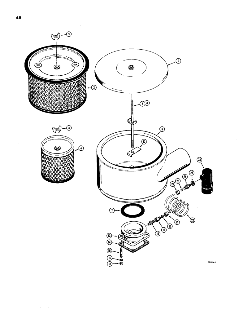 Схема запчастей Case W24B - (048) - AIR CLEANER AND RELATED PARTS (02) - ENGINE