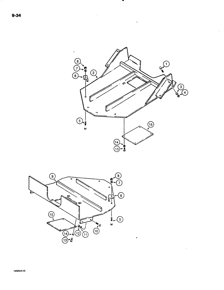 Схема запчастей Case W18B - (9-034) - DRIVE TRAIN GUARDS (09) - CHASSIS/ATTACHMENTS