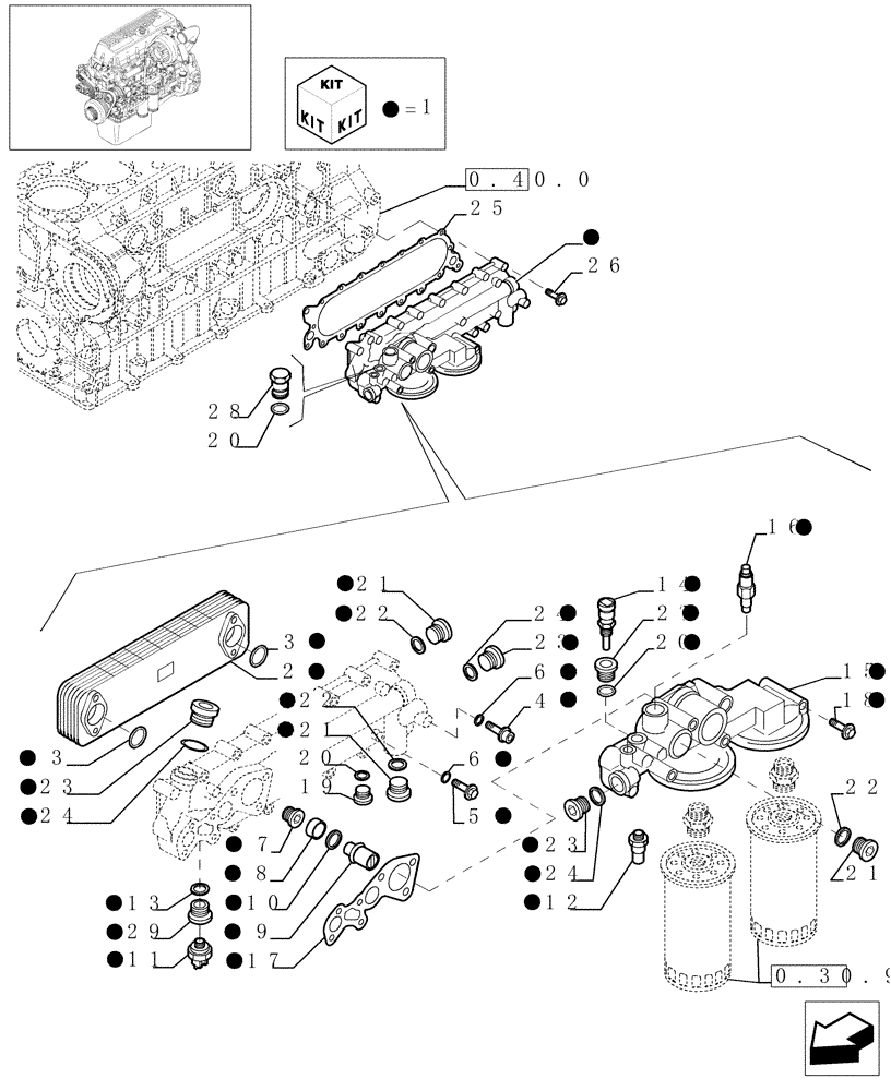 Схема запчастей Case F3AE0684G B003 - (0.31.5[01]) - HEAT EXCHANGER (504034514) 