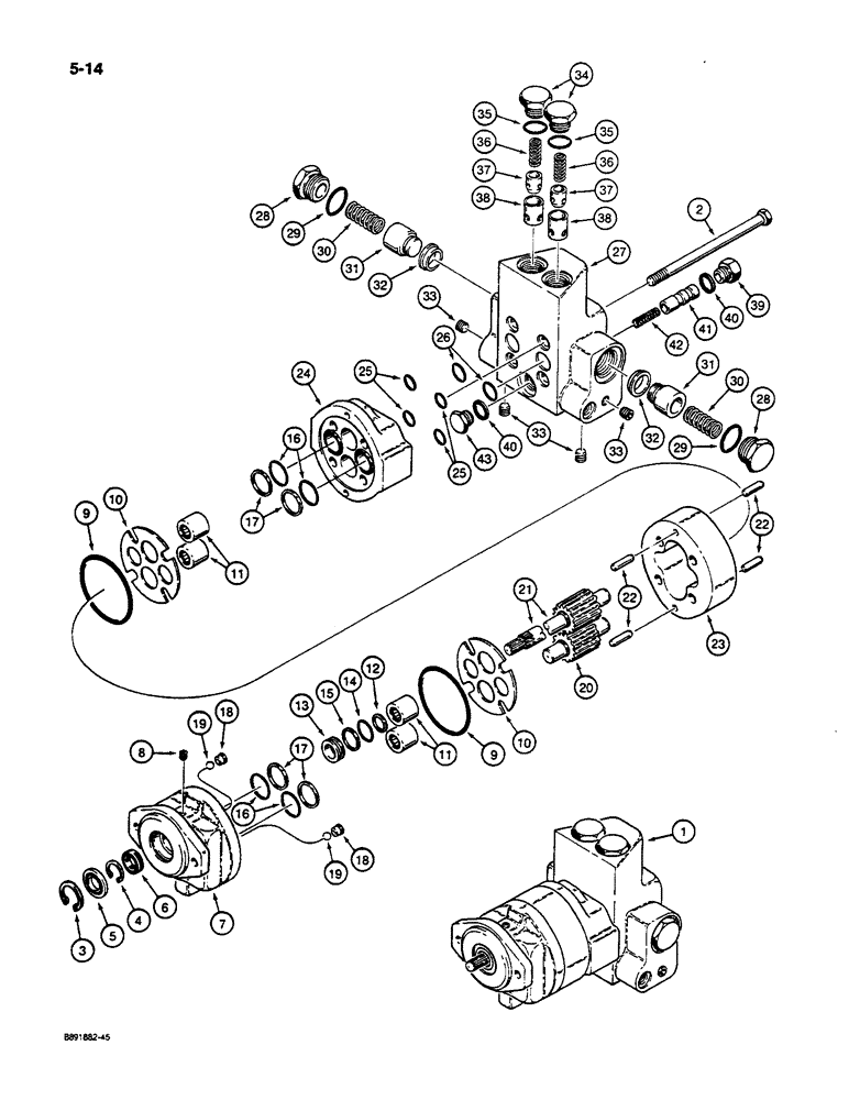 Схема запчастей Case W14C - (5-14) - AUXILIARY STEERING PUMP (05) - STEERING