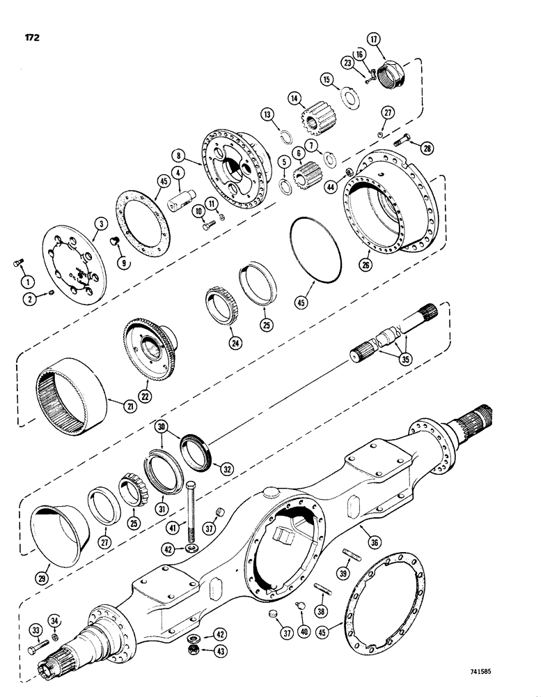 Схема запчастей Case W26B - (172) - L58460 AND L73825 FRONT AXLE AND PLANETARY (06) - POWER TRAIN