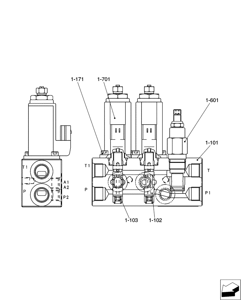 Схема запчастей Case CX31B - (01-061[03]) - CONTROL LINES, VALVE, WITH A PUMP Z PORT (35) - HYDRAULIC SYSTEMS