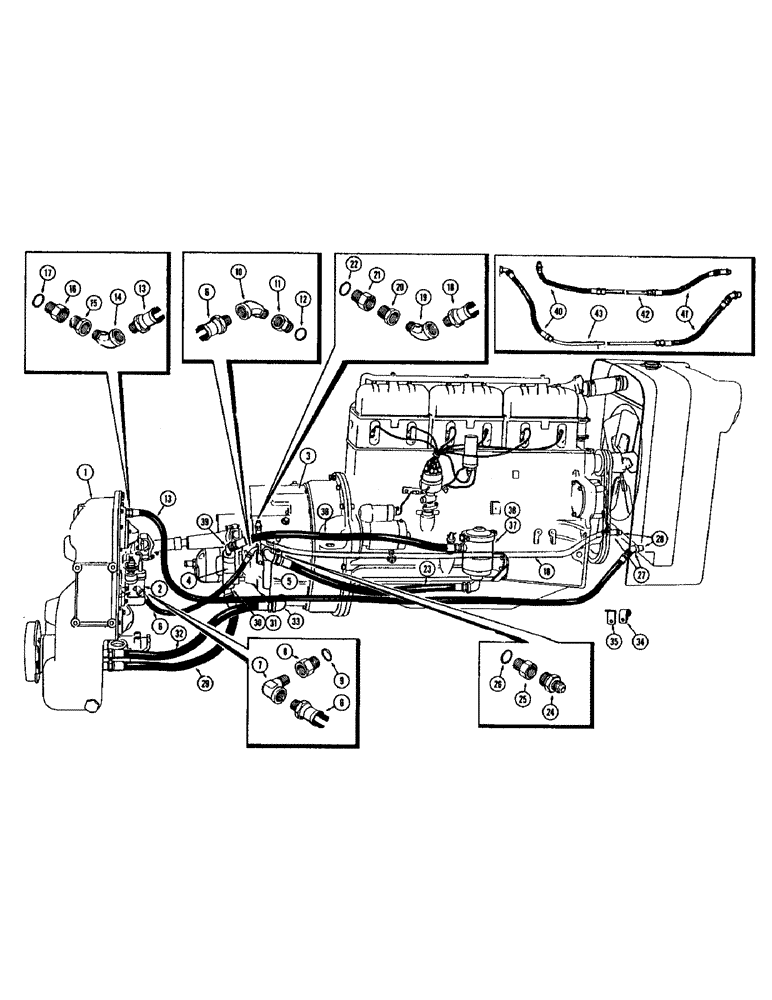 Схема запчастей Case W8B - (142) - CONVERTER AND TRANS. HYDRAULICS, PRIOR TO TRANS. SN. 8791E PRIOR TO CONVERTER SN. 87207E & AFTER (03) - TRANSMISSION