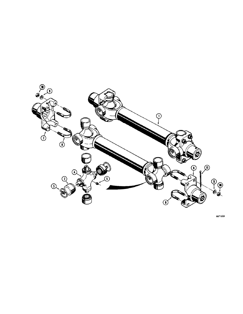 Схема запчастей Case 310G - (100) - DRIVE SHAFT AND UNIVERSAL JOINTS - DIESEL (03) - TRANSMISSION