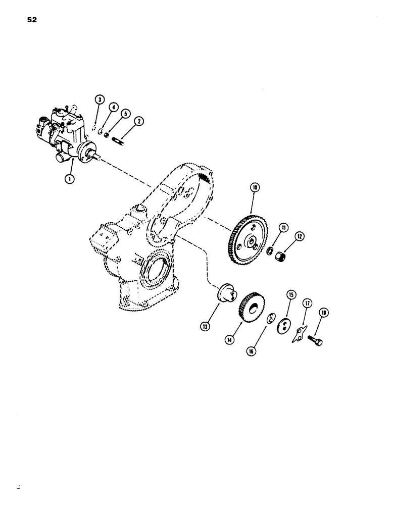 Схема запчастей Case 450 - (052) - INJECTION PUMP DRIVE, 207 DIESEL ENGINE (02) - FUEL SYSTEM