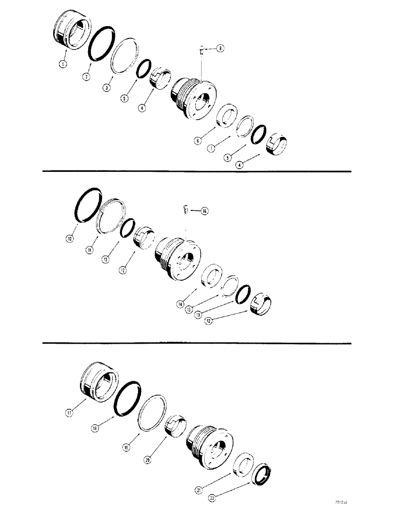 Схема запчастей Case 310G - (282) - CYL. PACKING KITS, USED IN LOADER LIFT CYLS., 3" I.D TUBE & 1-3/4 DIA. ROD, D37355 CYL. PACKING KITS (07) - HYDRAULIC SYSTEM