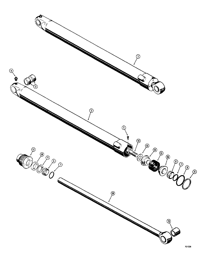 Схема запчастей Case 33 - (258) - LOADER LIFT CYLINDERS, CYLINDER WITH FLAT SNAP-IN TYPE OUTER ROD WIPER 