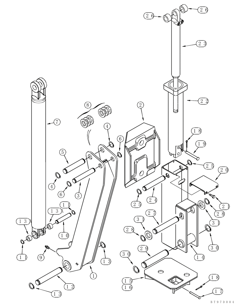 Схема запчастей Case 95XT - (09-43) - BACKHOE - STABILIZERS (NORTH AMERICA) (09) - CHASSIS