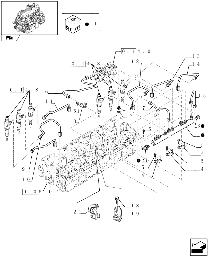 Схема запчастей Case F2CE9684H E003 - (0.14.9) - INJECTION EQUIPMENT - PIPING (504129899) 