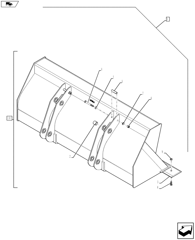 Схема запчастей Case 580SN - (88.082.05) - DIA KIT, LOADER BUCKET - BUCKET W/ CUTTING EDGE (82 IN) (88) - ACCESSORIES