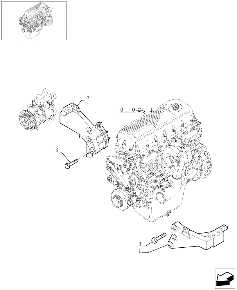 Схема запчастей Case F3AE0684E B006 - (0.04.4[01]) - ENGINE SUSPENSION (504087156) 