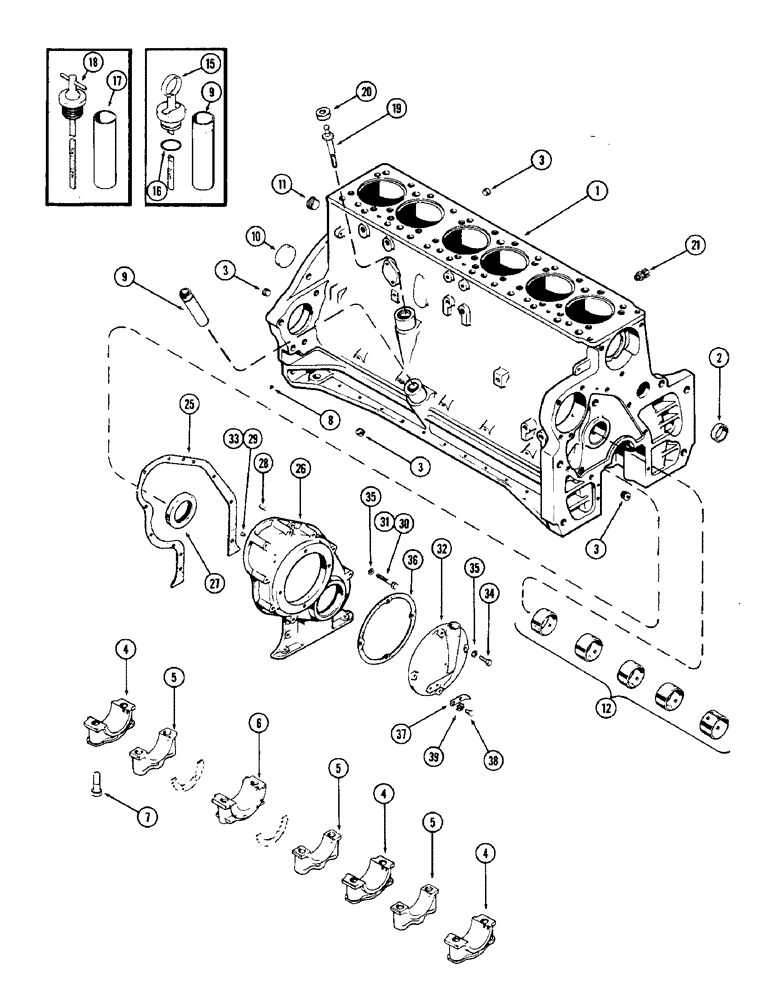 Схема запчастей Case W10 - (008) - CYLINDER BLOCK ASSEMBLY, CASTING NO. A20675, USED PRIOR TO S/N 8162900 (02) - ENGINE