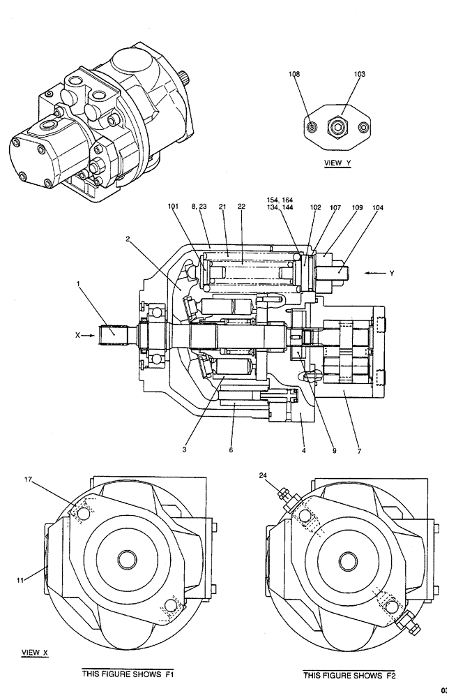 Схема запчастей Case CX50B - (08-032) - PUMP ASSEMBLY ELECTRICAL AND HYDRAULIC COMPONENTS