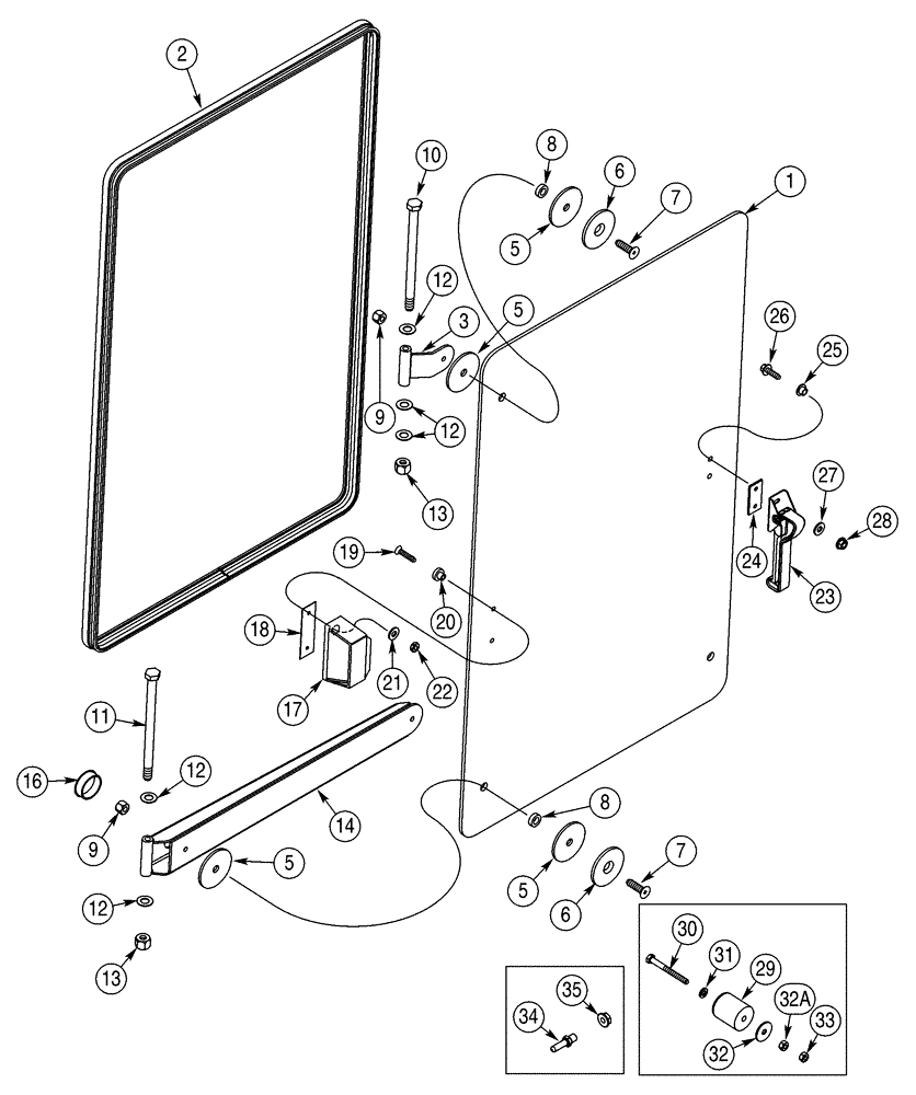 Схема запчастей Case 621D - (09-43) - CAB DOOR - WINDOW, LEFT-HAND (09) - CHASSIS