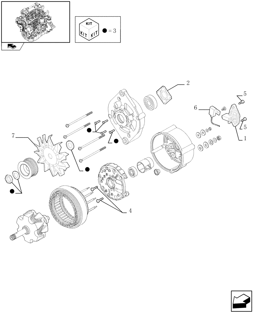 Схема запчастей Case F5CE5454B A002 - (0.40.0/ A) - ALTERNATOR - COMPONENTS (2852185) 