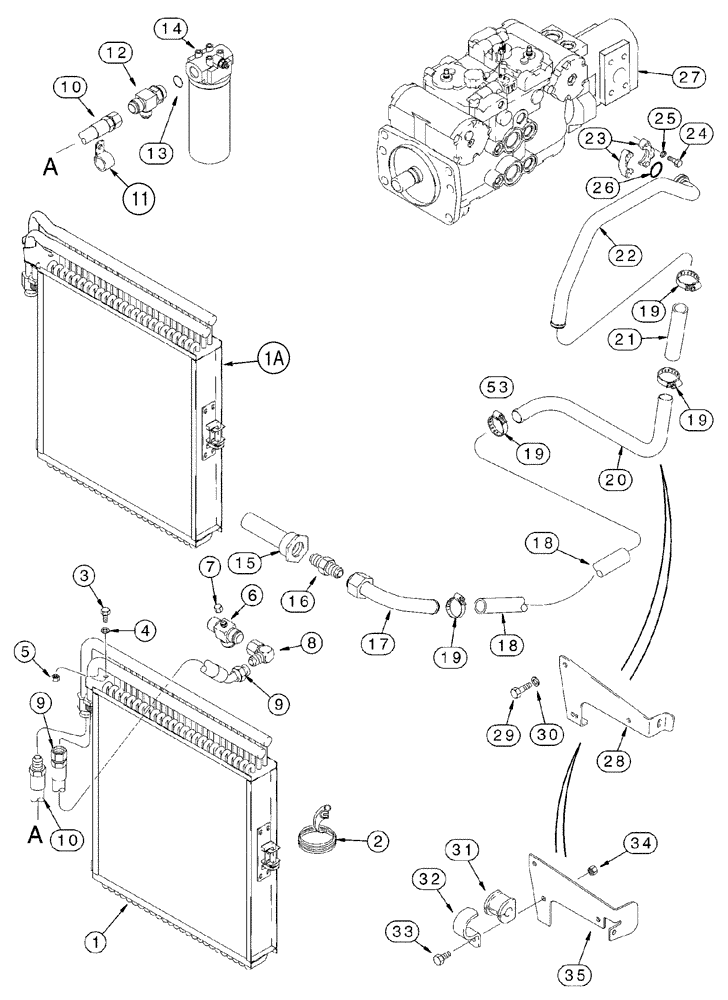 Схема запчастей Case 90XT - (06-01) - HYDROSTATICS PUMP, SUPPLY AND RETURN, NORTH AMERICAN MODELS -JAF0320049, EUROPEAN MODELS -JAF0274261 (06) - POWER TRAIN