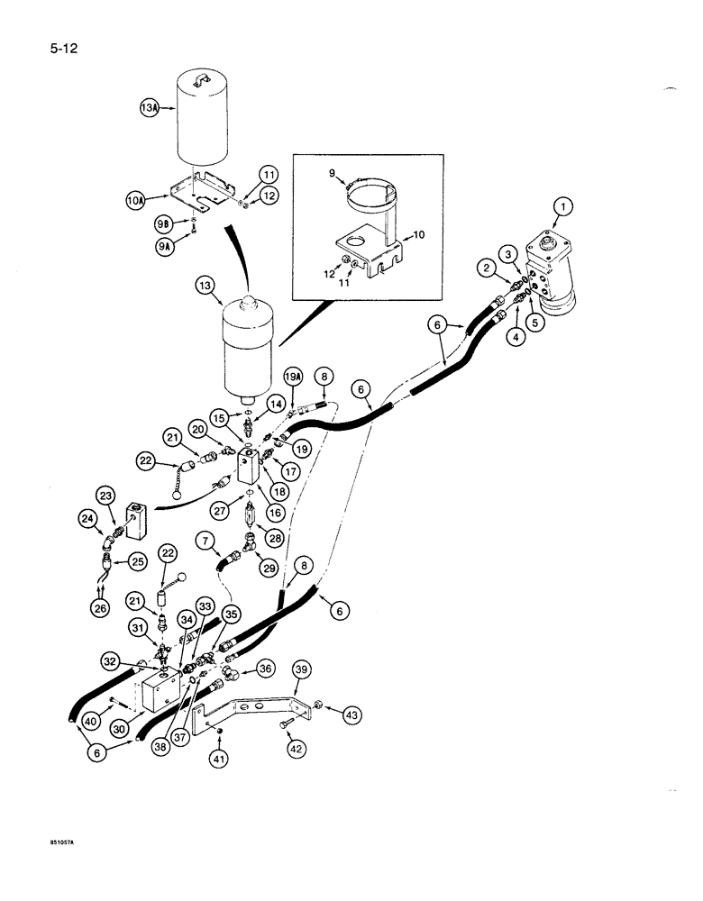 Схема запчастей Case 1086B - (5-012) - AUXILIARY STEERING CIRCUIT (05) - STEERING