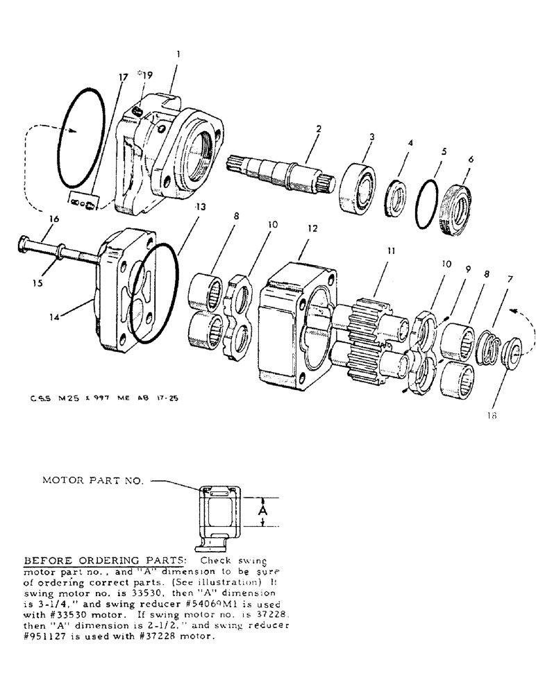 Схема запчастей Case 30YM - (047) - TURNTABLE SWING MOTOR (1-3/4" GEARS) (07) - HYDRAULIC SYSTEM