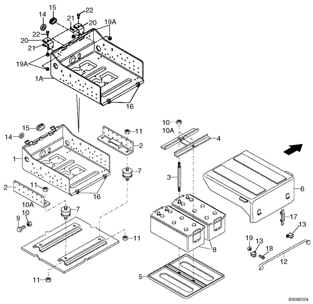 Схема запчастей Case 335B - (62A00000587[001]) - BATTERY / BATTERY BOX (87585888) (13) - Electrical System / Decals