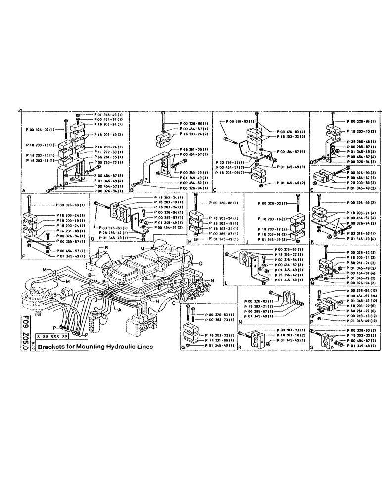 Схема запчастей Case 160CL - (41) - BRACKETS FOR MOUNTING HYDRAULIC LINES (07) - HYDRAULIC SYSTEM