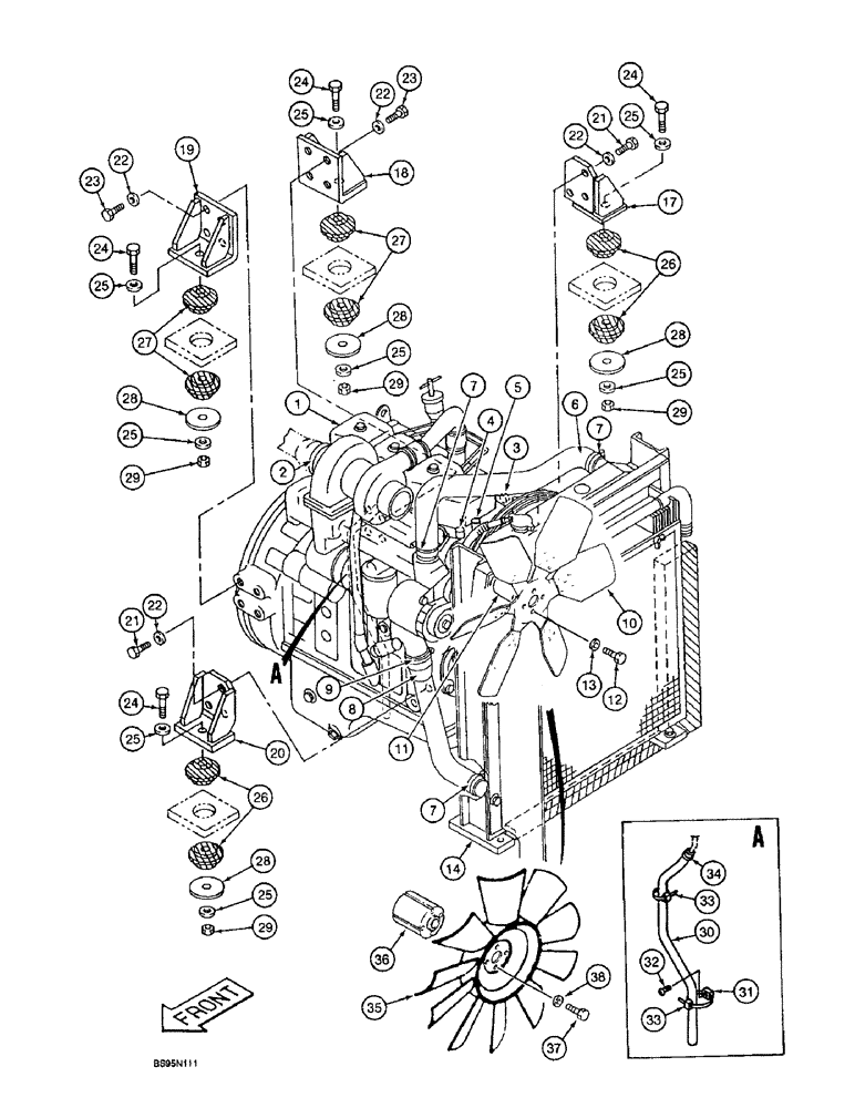 Схема запчастей Case 9010 - (2-02) - ENGINE MOUNTING, RADIATOR AND ADAPTING PARTS (02) - ENGINE