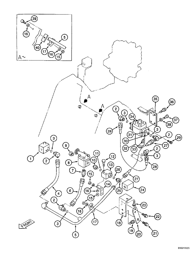 Схема запчастей Case 9010B - (8-084) - DOUBLE ACTION AUXILIARY EQUIPMENT OPTION, SUPPLY VALVE TO OIL FILTER (08) - HYDRAULICS