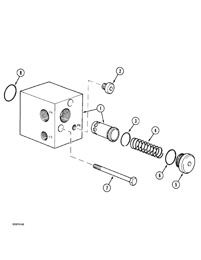 Схема запчастей Case 888 - (8C-32) - ATTACHMENT CONTROL VALVE BLOCK, P.I.N. 15621 AND AFTER, P.I.N. 106805 AND AFTER (08) - HYDRAULICS